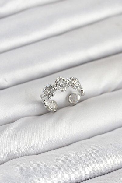 Inure Jewelry Brass Silver Color Clover Model Women's Ring