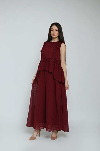 Nichii Bordeaux Solid Maxi Sleeveless Dress