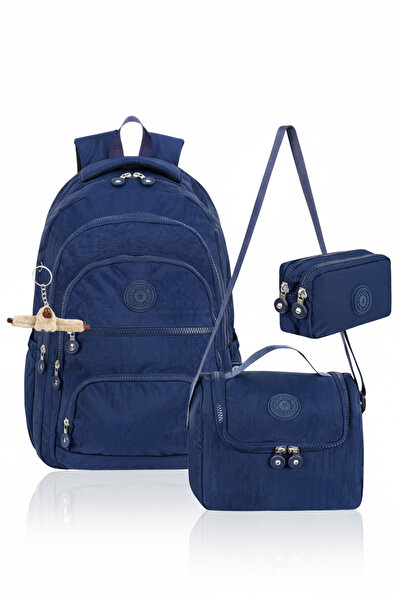 Çanta Trend 3-Piece Luxury Crinkle Fabric High School and Middle School Backp...