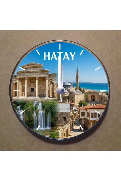 BK Design Hatay Temalı Magnet Saat Buzdolabı Süsü Duvar Saati 10,5cm MS1026