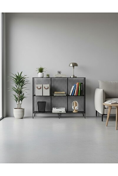 GO DEKOR Metal 6 Gözlü YENİ Grid (kafes) Kitaplık Rafı & Kafes Tel Vitrin