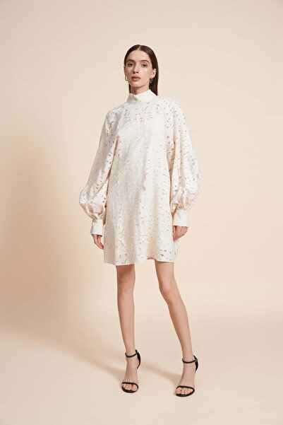 Yola Jacquard Long Sleeve Short Dress