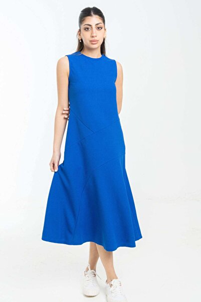 Nichii Purple Solid Midi A-Line Dress