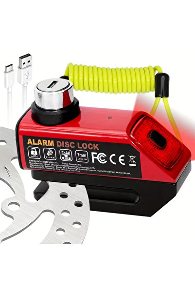 Motiva Alarmlı Işıklı Led Disk Kilidi 120db Motosiklet Bisiklet Scooter Yükse...