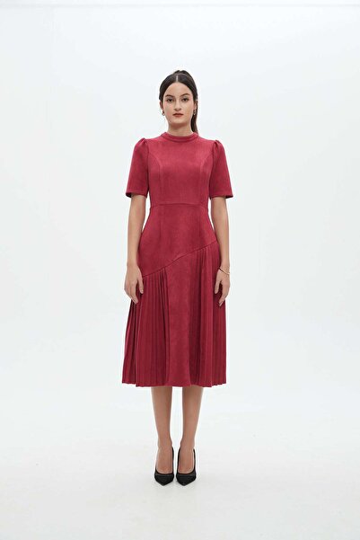 Nichii Bordeaux Solid Midi A-Line Dress