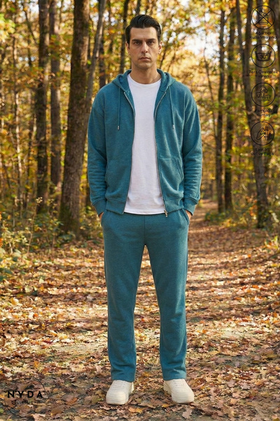 Nyda Collections Men's Fleece-Lined Oversized Cotton Hooded Jacket and Elasti...