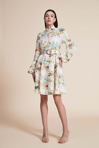 Yola Multicolor Floral Midi Belted Dress
