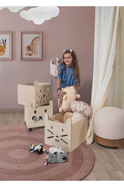 ATÖLYE KANS Ahşap 3'lü Oyuncak Kutusu