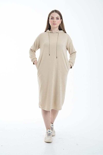 Nichii Gray Plain Knee-Length Long-Sleeve Dress