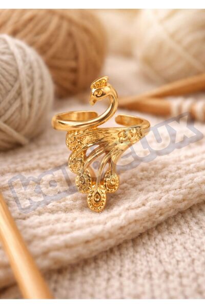 Kardelux Knitting Ring - Yarn Guide - Peacock Pattern-Metal Crochet Ring