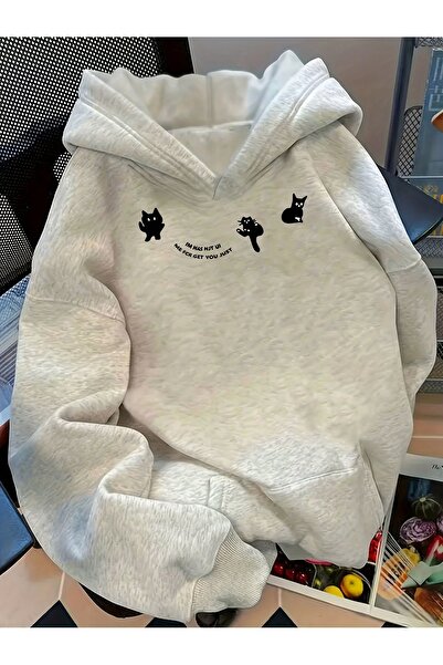 Deocept Unisex Cat Printed Hooded Comfortable Fit Oversized Cut Sweatshirt wi...