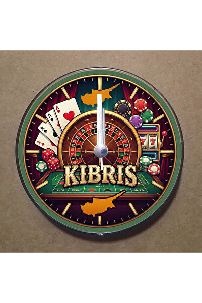 BK Design Kıbrıs Temalı Magnet Saat Buzdolabı Süsü Duvar Saati 10,5cm MS3006