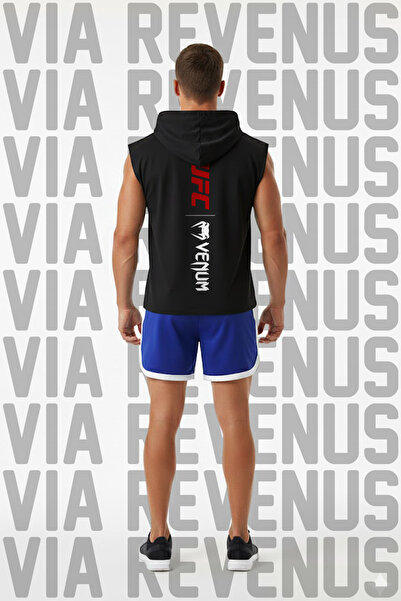 Vordevia UFC cu imprimeu cu glugă Set de tricou sport fără mâneci și pantalon...