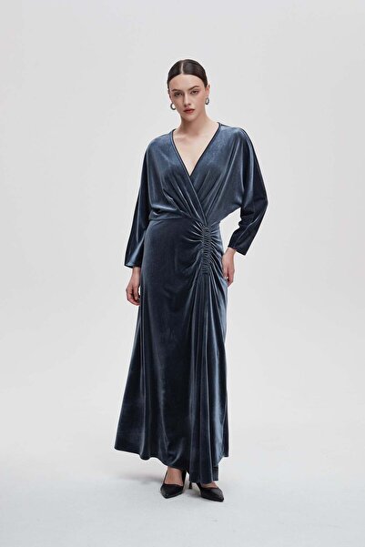 Livia Solid Maxi Dress with Long Wide Sleeves