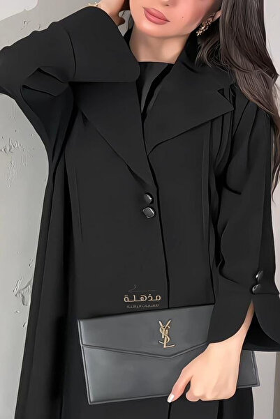 Elena The stunning black luxury abaya with a quarter-circle cut – elegant cre...