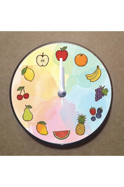BK Design Meyveler Temalı Magnet Saat Buzdolabı Süsü Duvar Saati 10,5cm MS9012