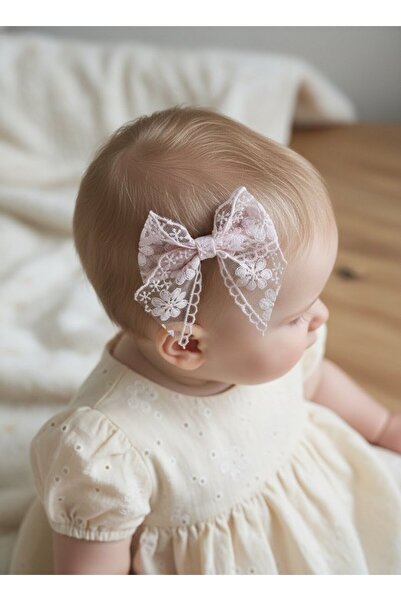 Toka Delisi Açık Pembe Dantel Saçsız Bebek Tokası, Az Saçlı Bebek Tokası