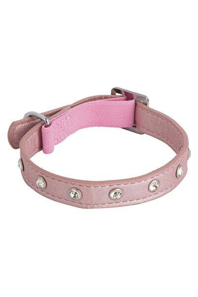 OEM Cat collar, pink with silver stones - diamond pattern and metal closure.