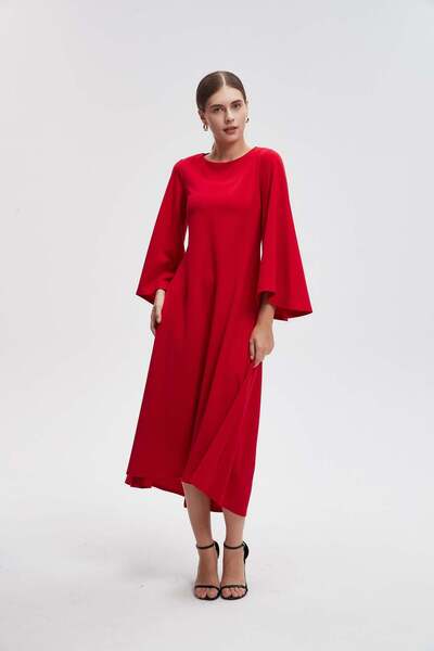 Livia فستان ميدي سادة بأكمام فراشة