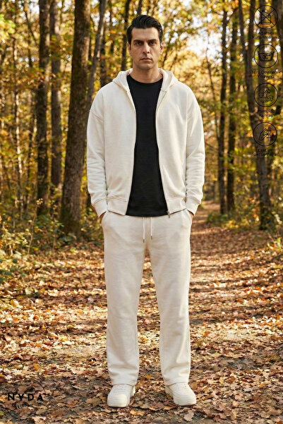 Nyda Collections Men's Fleece-Lined Oversized Cotton Hooded Jacket and Elasti...