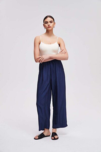 Livia Solid Wide Leg Pants with Drawstring