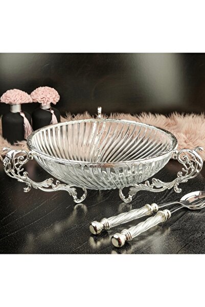 hediye Esterhomedecor Round Glass Pit Presentation Plate 30cm