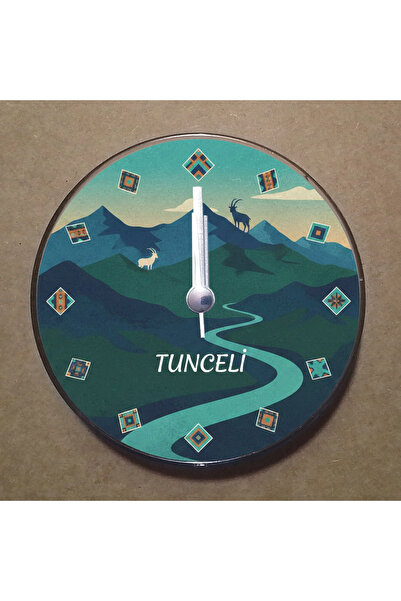 BK Design Tunceli Temalı Magnet Saat Buzdolabı Süsü Duvar Saati 10,5cm MS1069