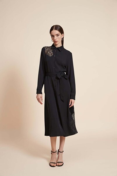 Yola Long Sleeve Midi Dress with Waist Belt