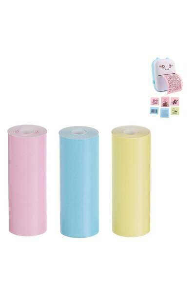 OEM Rezerve de hartie rola pentru imprimanta mini, de 3 culori pastel (ciel, ...