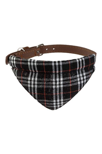 OEM Zgarda Bandana Neagra cu Carouri pentru Caine 45x1.5cm (M)