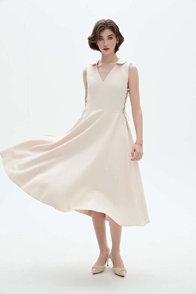 Nichii Black Plain Midi A-Line Dress