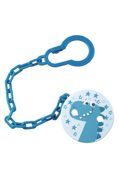 OEM Lant pentru suzeta mic si usor (0% BPA) de culoare bleu cu model dinozaur...