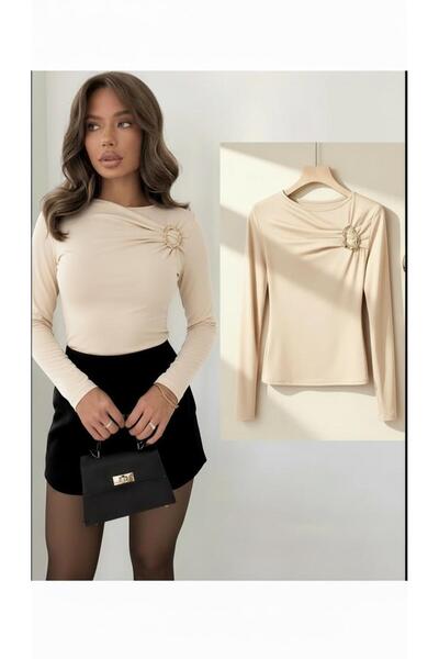 peri tower New Product Women's Sandy Long Sleeve Blouse with Buckle Chest Det...