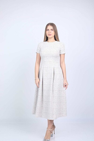 Nichii فستان ميدي أزرق فاتح بنقوش