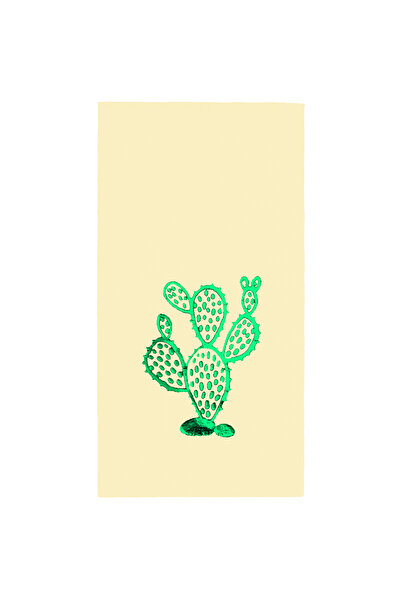 Story مناديل ورقية ملونة باللون الكريمي مقاس 40 × 40 سم، مزخرفة بنمط الصبار ا...