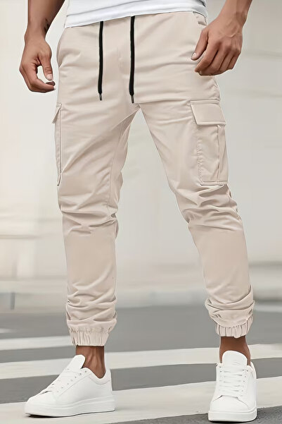 VIKUNYA Men's Linen Side Pocket Cotton Quality Cargo Pants New Season