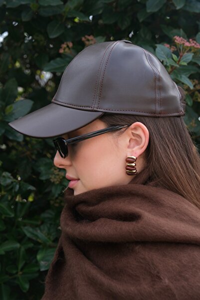 YENGEÇ Acı Kahve Deri Şapka