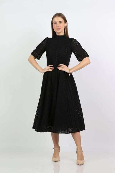 Nichii White Plain Midi Short-Sleeve Dress