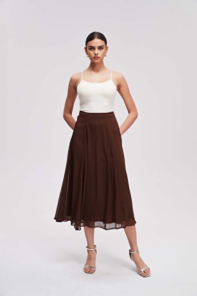 Livia تنورة ميدي واسعة بلون موحد