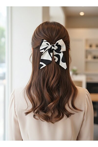 Toka Delisi Black Cream Asymmetrical Patterned Handmade Automatic Bow Buckle,...