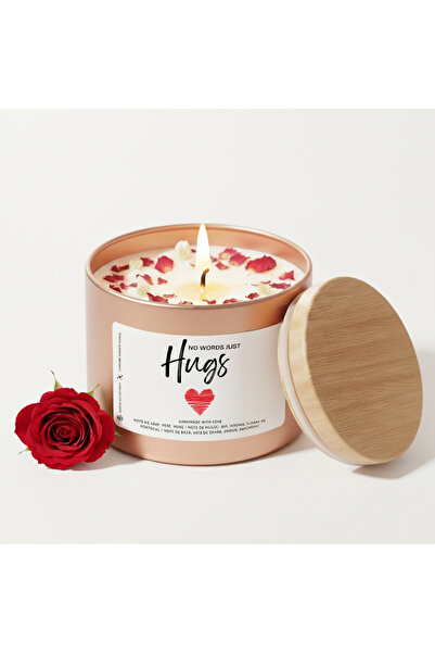 BUNILU Lumanare parfumata, mesaj iubire No Words, borcan metalic, parfum floral