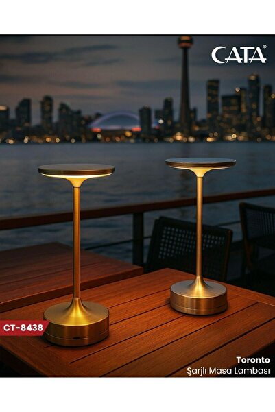 Empressco ÇT-8438 Toronto Şarjlı Masa Lambası, Eskitme Renk, 3 Işık Modu