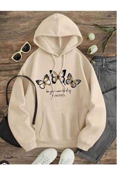 Lario KELEBEK Štampano Oversize kroj Sa kapuljačom Kengur džep Debeli dukseri...