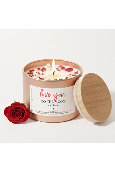 BUNILU Lumanare parfumata, mesaj iubire Love You, borcan metalic, parfum floral