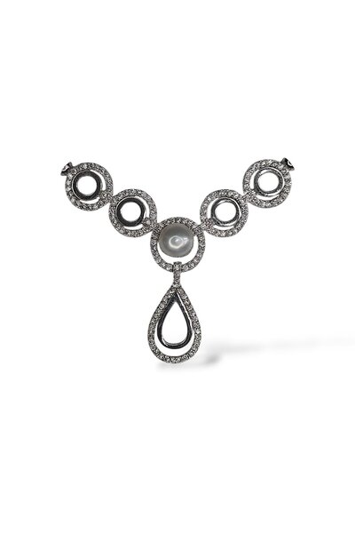 Sln Gümüş Zirkon Taşlı Gümüş İnci Klipsi