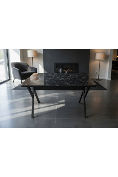 Estela Glossmax Parlak Mermer Desenli Sabit Masa Mutfak/Cafe/Restoran