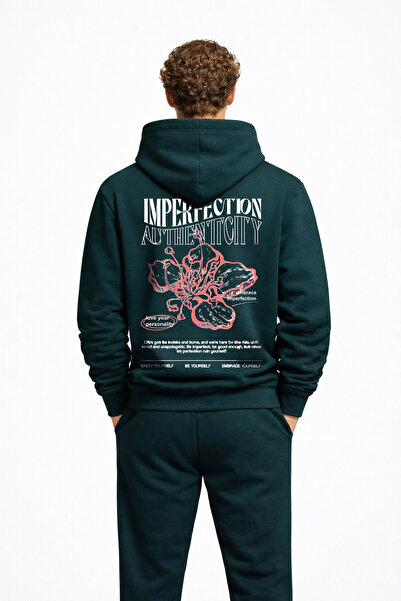 IMPERFECTION Nakış Desenli Unisex Oversize Nefti Sweatshirt