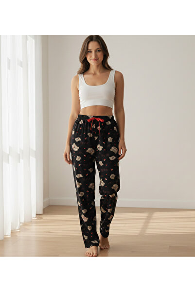 Pijahane تيشيرت أسود منقوش على شكل دمية دب