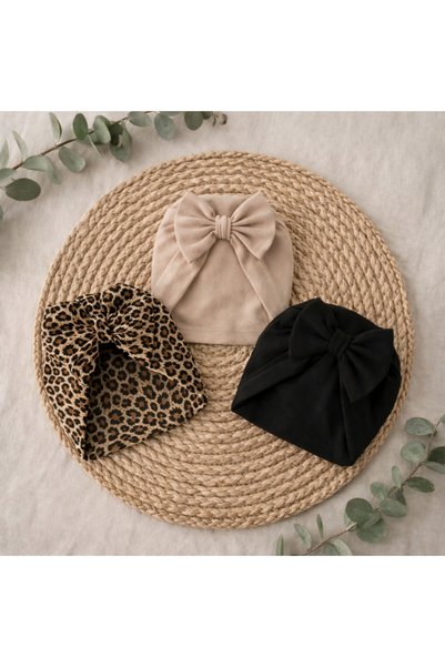 Arin Baby 3-Piece Bow Baby Bonnet/ Flexible and Soft Baby Bonnet for Girls from 0-12 Months