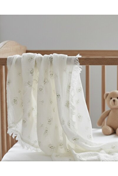 Ege Bebek جودة ممتازة، نمط زهور منتفخة، بطانية موسلين بشرابة من طبقتين 105×12...